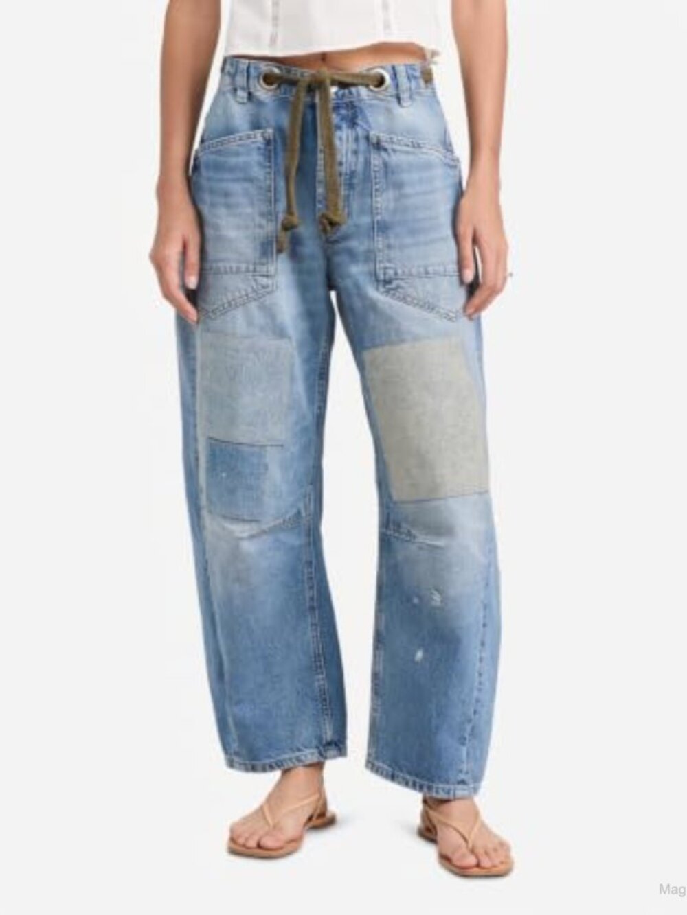Free People Moxie Low Slung Pull-On Barrel Jeans